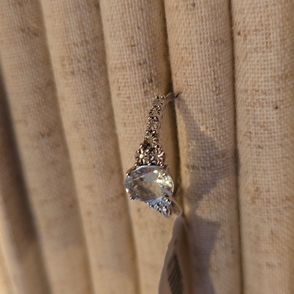 10KW GOLD GENUINE AQUAMARINE  & DIAMOND RING SIZE 7 - Picture 8 of 16